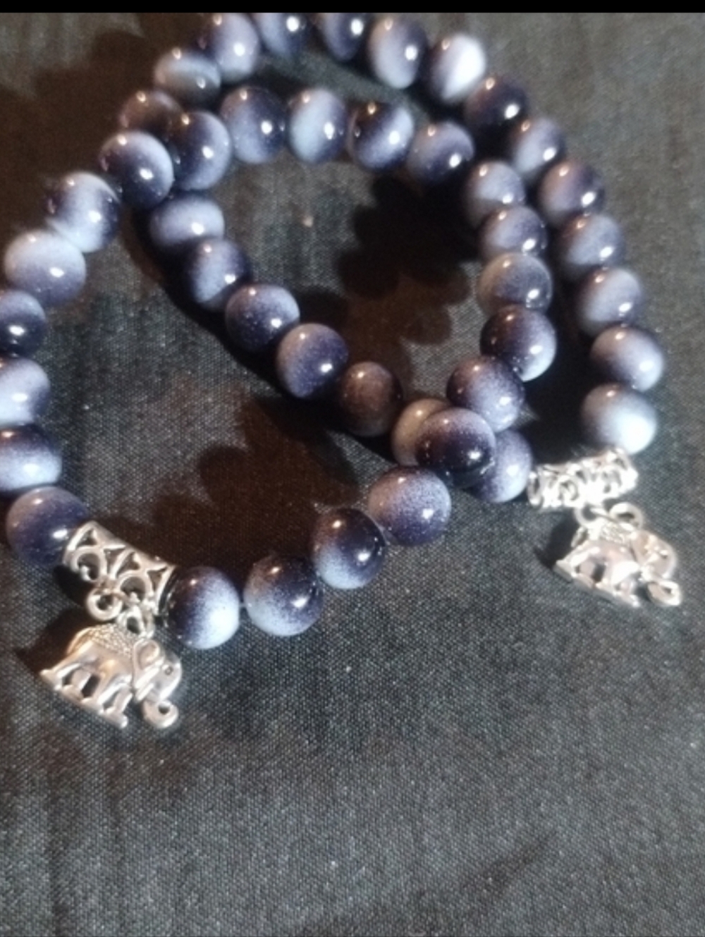 Elephant Charm Beaded Bracelet X2